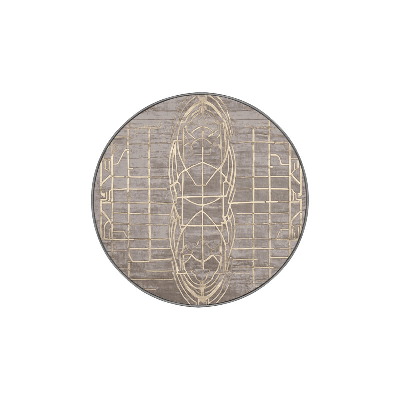 Tapis gris lavable à la machine, Rond 5 pi