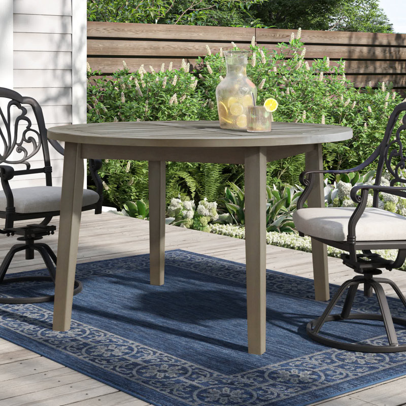 Hursey Round Outdoor Dining Table With Umbrella Hole , 48'' in. W 48'' in. D, Gray