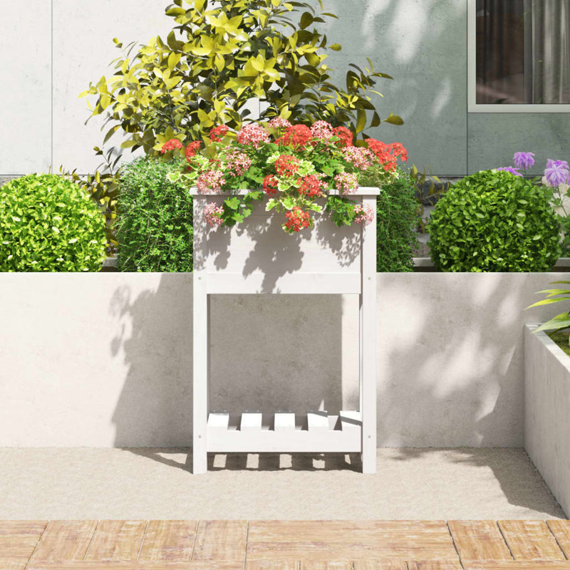 Aalap Wood Raised Garden Bed, White, 81cm H x 54cm W x 34.5cm D