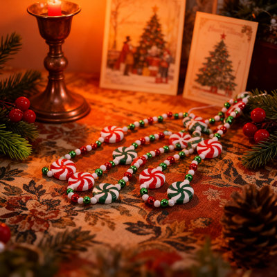 Perle de bonbon de Noël en acrylique de 2,4 mètres, pendentif de décoration de chaîne, décoration de Noël, cadeau des Fêtes