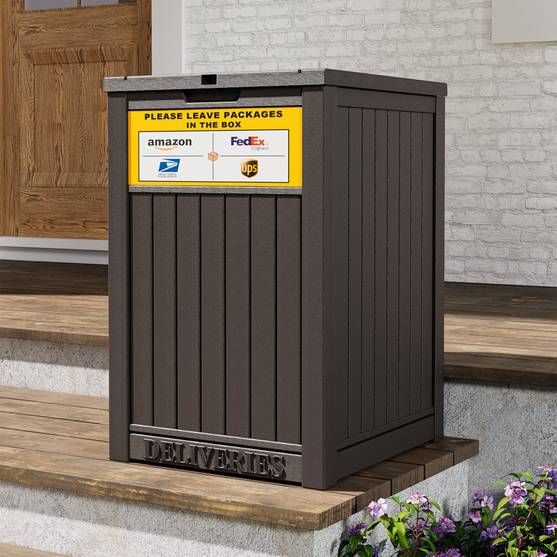 Boîte de rangement polyvalente 48 gallons - Rangement extérieur imperméable avec couvercle verrouillable et panneau de livraison de colis