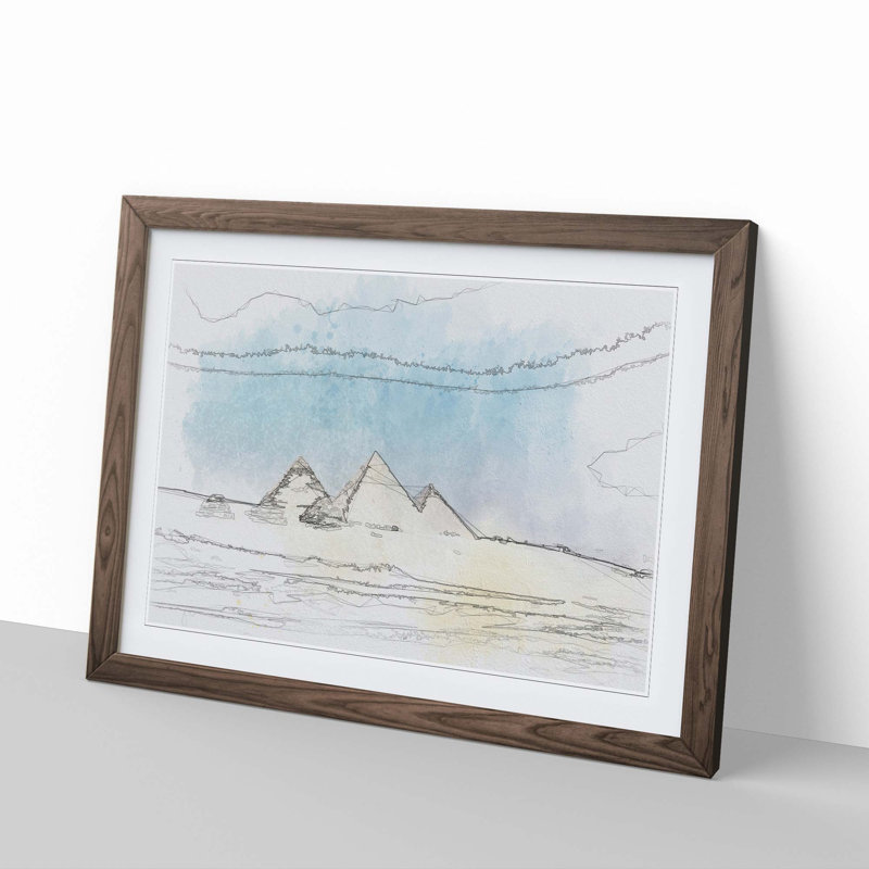 Giza Necropolis Pyramids in Egypt - Picture Frame Graphic Art Print, 27cm H x 36cm W x 2cm D, Walnut Framed