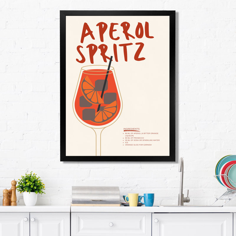Décoration murale orange Aperol Spirz On The Rocks Night Out III - cocktails, Cadre photo noir simple, H 20 po x l 12 po