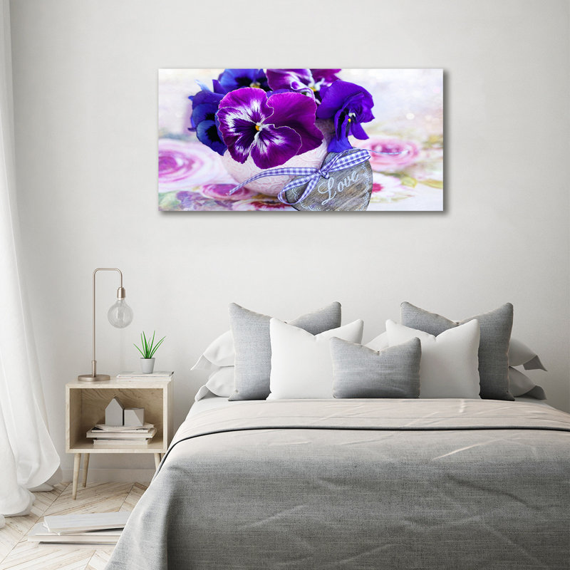 Violet Pansies - No Frame Print, Canvas, 70cm H x 140cm W