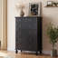 Commode haute 6 tiroirs Vintage avec pieds fuselés, commode en bois, noir-1913130826