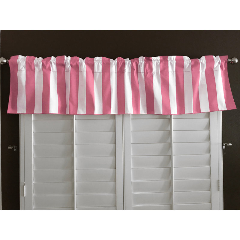 Cantonnière sur mesure en mélange de coton rayé 58 po Lashea, Rose, L 58 po x L 28 po