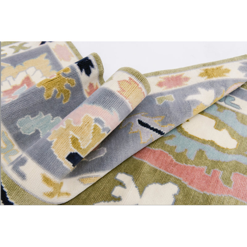 Penny Hand Knotted Wool Abstract Area Rug, Square 12'