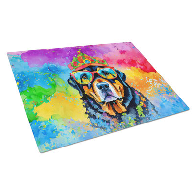 Rottweiler Hippie Dawg Glass Cutting Board Large