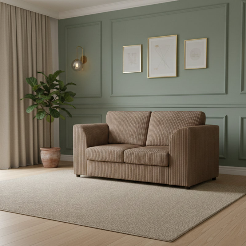2 Seater Corduroy Sofa, Beige