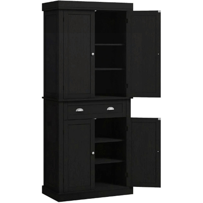 Garde-manger avec portes et tablettes, Black, White