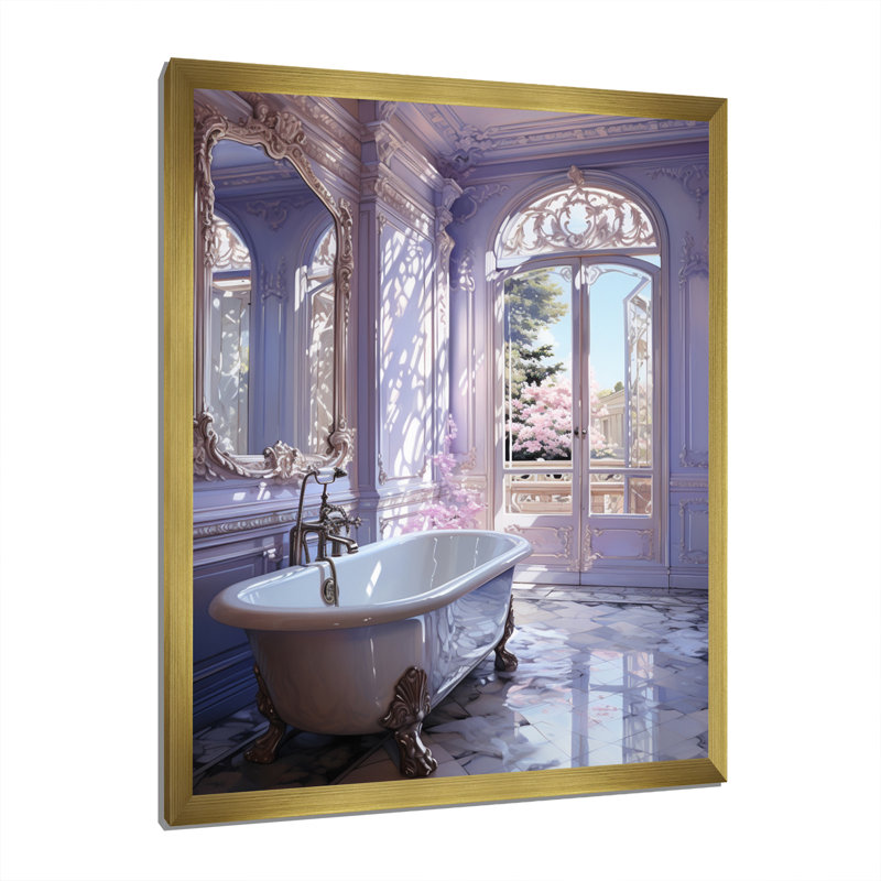 «Bathroom Pastel Serenity I», reproduction d'art sur toile, H 32 po x l 24 po x P 1 po, Encadrement doré