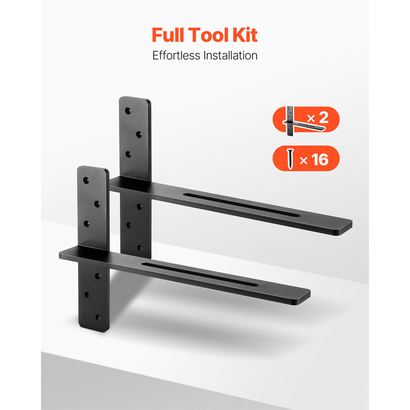 2 supports de tablette flottants robustes, H 12 po x l 18 po x P 2,89 po