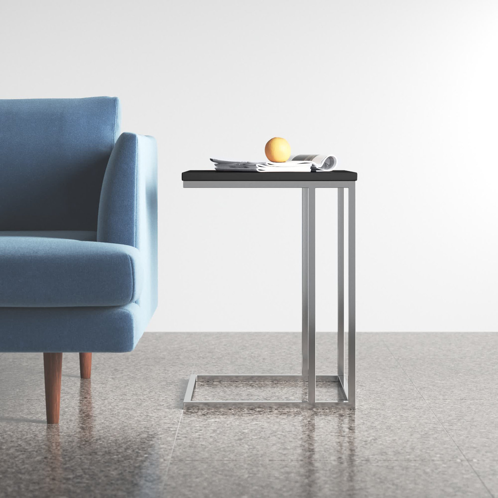 Hampshire End Table, Black Top/Silver Base