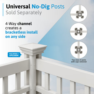 Premium 5 ft. x 4 ft. White Vinyl 3-Rail Arched Pool Gate w/ Hardware
