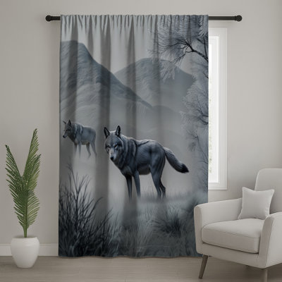 Gray Wolves In Winter Window Curtains Wolves Sheer  Blockout Curtains  1 Panel