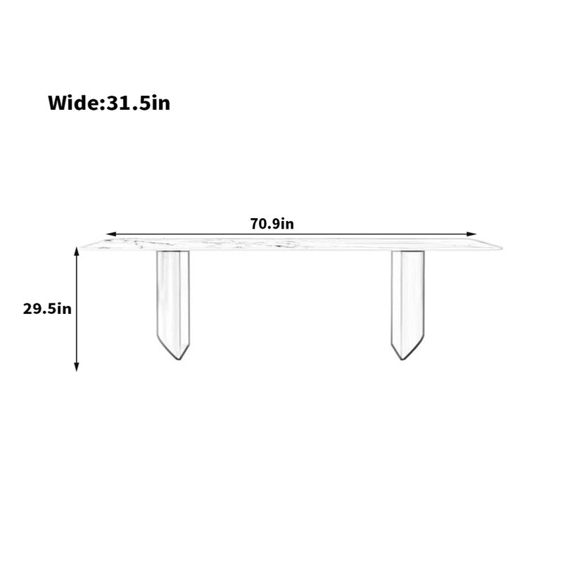 Table de salle à manger rectangulaire l 31,5 po Kalyx, H 29,5 po x L 70,9 po x l 31,5 po