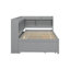 Lit simple en L avec bibliothèques et prises de courant en forme de L, 2 tiroirs - Lit moderne pour chambre à coucher, gris, ports, style-39305038