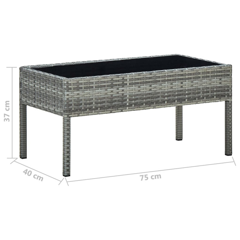 Eliphaz Rattan Coffee Table, Black/Grey