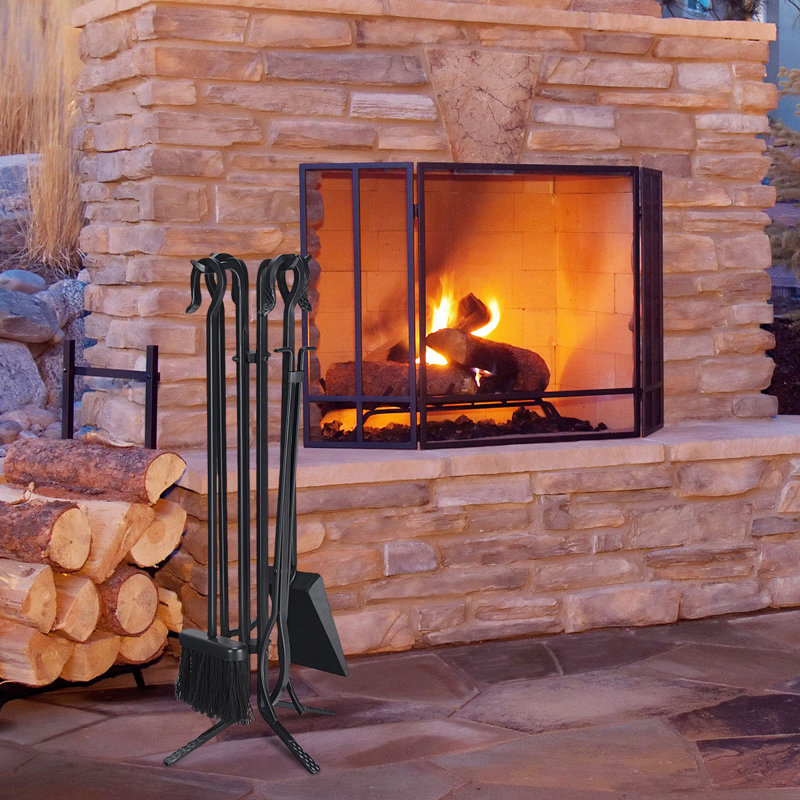 Beau Iron Fireplace Tool Set