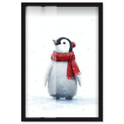 Décoration de Noël Winter Penguin Shadowbox par Art Remedy, cadre noir, 37 x 55