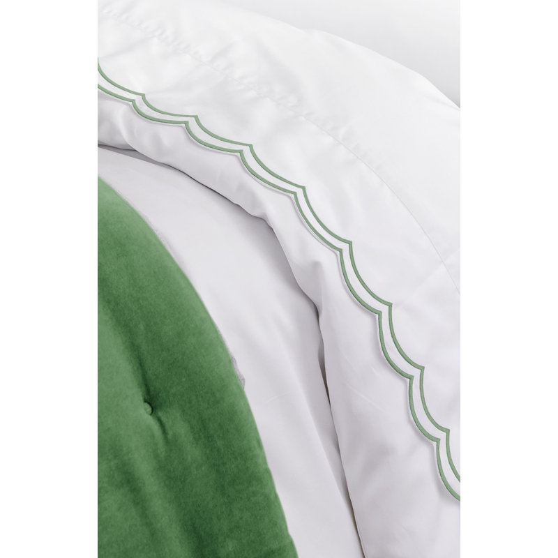 Scallop Edge Sheet Set, White/Matcha, King Sheet Set