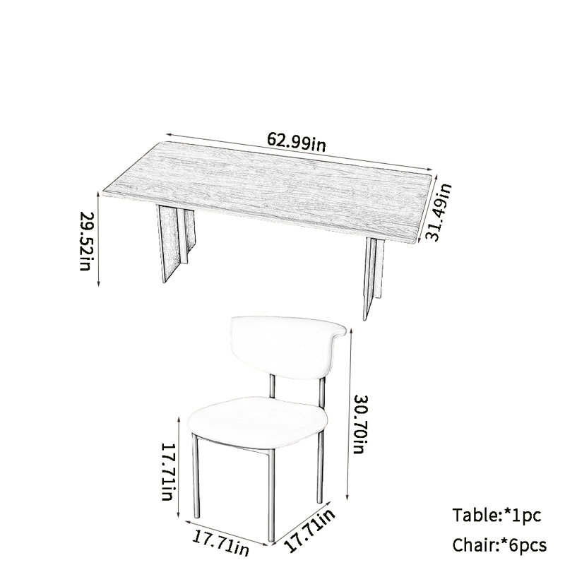 Vintage Home Walnut Dining Table Sets 6 - Person Walnut Solid Wood Top Double Pedestal Dining Set
