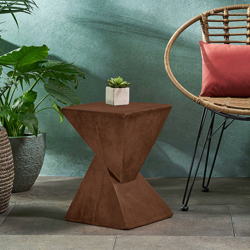 Table d'appoint géométrique avec motif de sablier torsadé, Marron foncé
