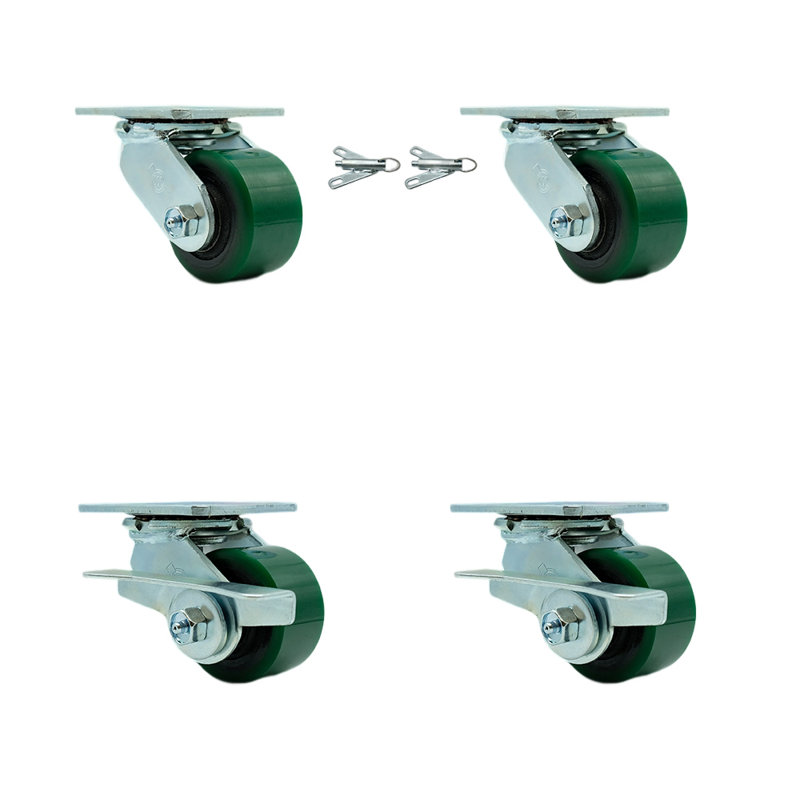 Poly vert sur roulettes en acier