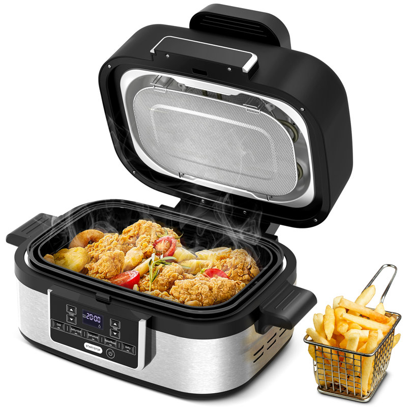 5-in-1 Multi-function Electric Air Fryer, Smart Push Button Control Panel, Fry & Roast & Bake , Easy To Hold & Clean, 1450w
