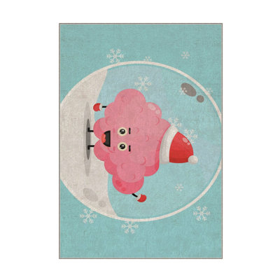 Tapis rectangulaire en polyester tissé à la machine bleu / blanc / rose