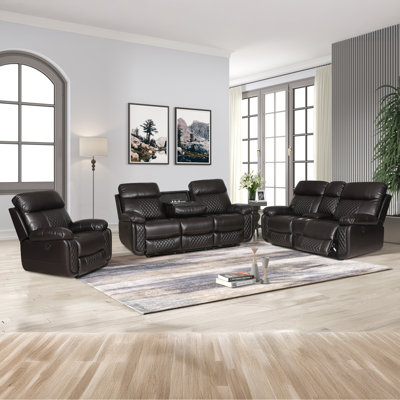 Ensemble de salon inclinable électrique en similicuir 3 pièces Azam Infinity