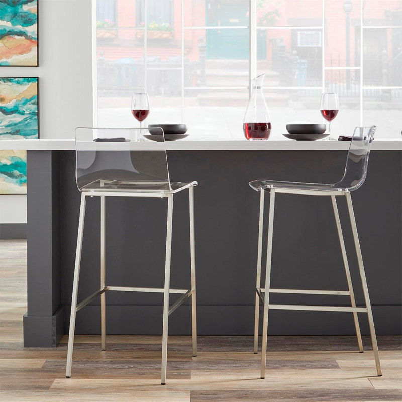Counter Stool with Metal Frame, Chrome