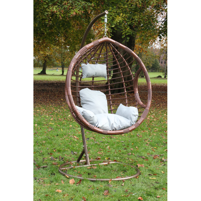 Giguere Garden Patio Swing Chair with Stand, Brown