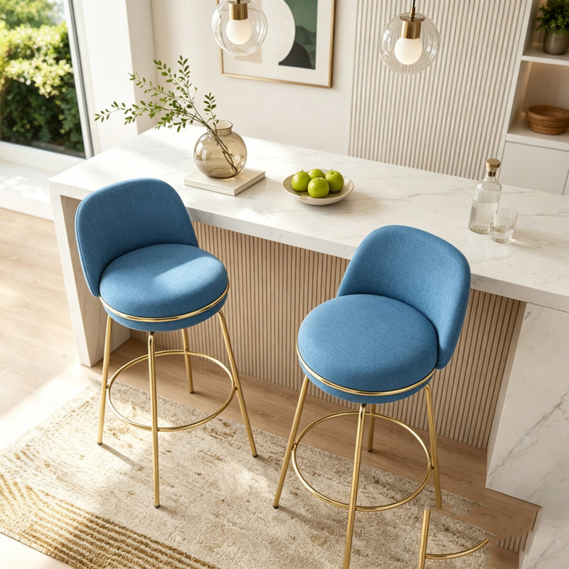 Tabouret de bar intérieur en métal, Blue,Gold