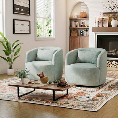 Jaydin 34" W Upholstered Swivel Barrel Chair