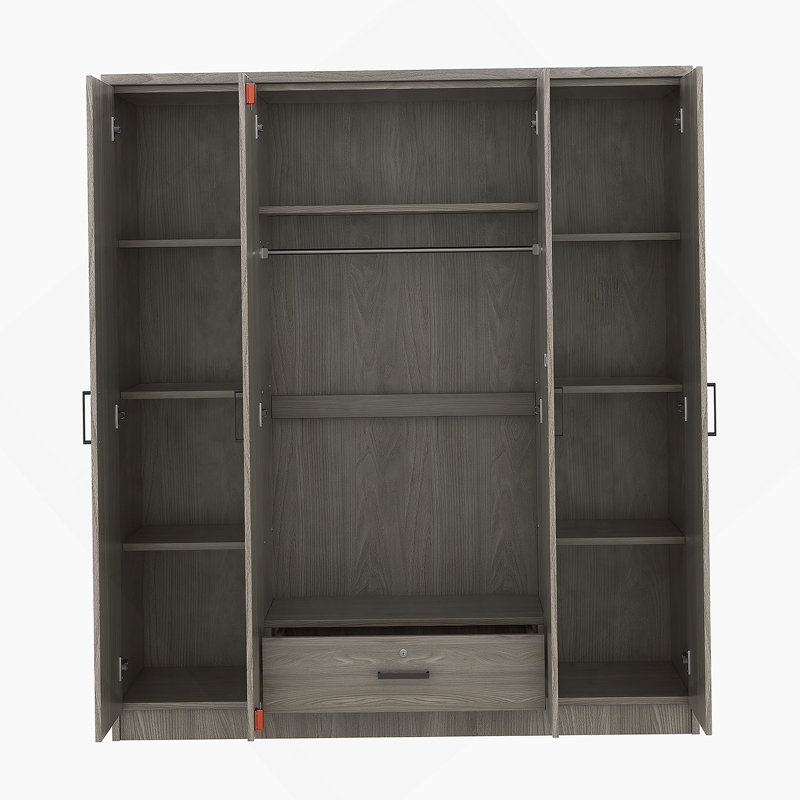 Jakayla 4-Door Wardrobe With 1 Drawer, Grey
