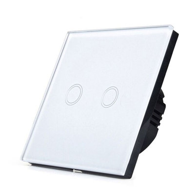 Ener-J Smart WiFi Touch Light Switch 2 Gang No Neutral White Glass 1500W Home Control