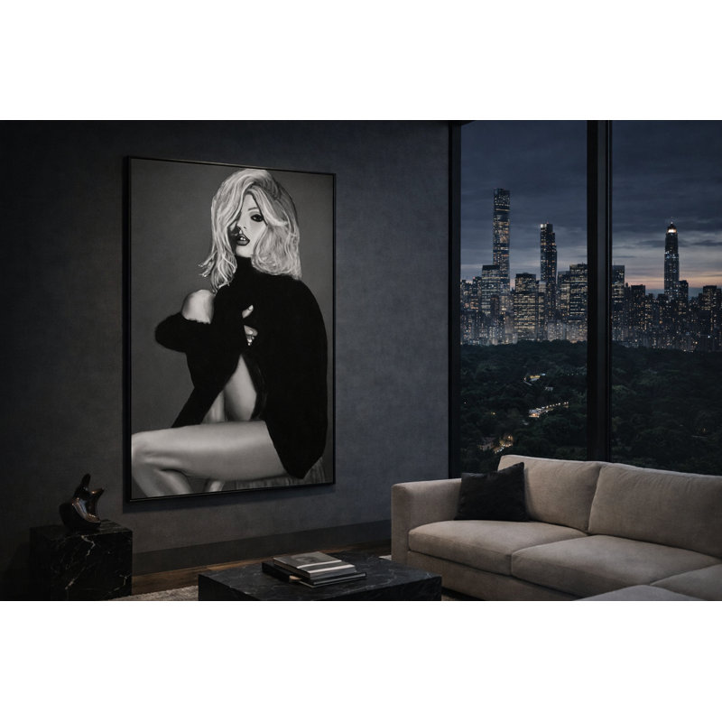 Art mural encadré "Blue Hour Muse" par Kasian Art Studio - cadre blanc, Blanc