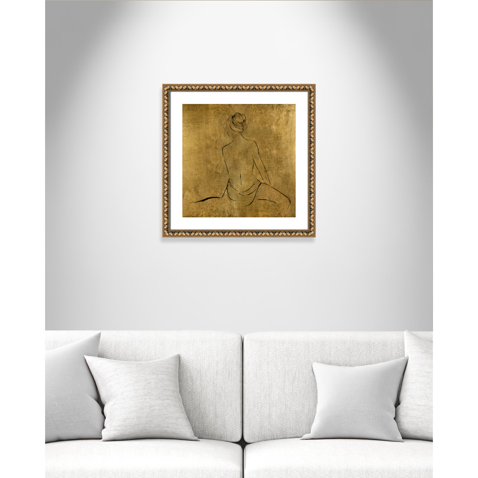 Golden Bather II by Sally Swatland - Painting Print, Gold Bead Framed Paper, 24.75" H x 24.75" W x 1.13" D