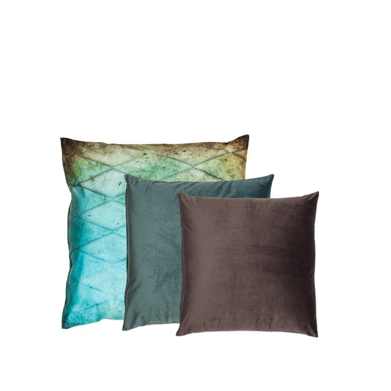 Danby Geometric Square Cushion, Turquoise and brown