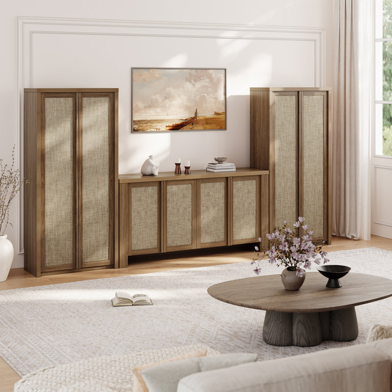 Meuble télé 3 pièces Retro Minimalisme, Marron clair
