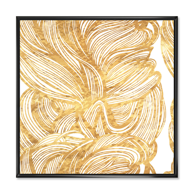 Décoration décorative ajourée dorée - impression sur toile 2, Noir, H 16 po x l 16 po x P 1 po