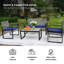 Ensemble de conversation de patio 4 pièces avec plateau en bois d'acacia-129521192