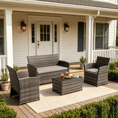 Ensemble de conversation pour patio pour 4 personnes avec coussins