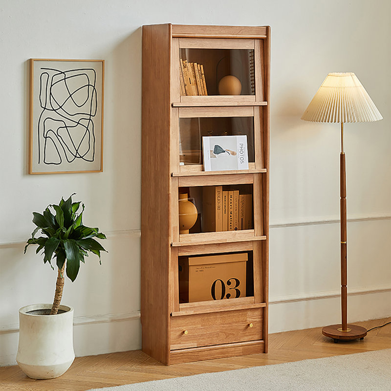 Vitrines en bois manufacturé brun massif, H 69,29 po x l 23,62 po x P 13,78 po