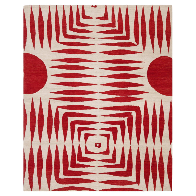 Wool Geometric Indoor Rug, Rectangle 10' x 14'