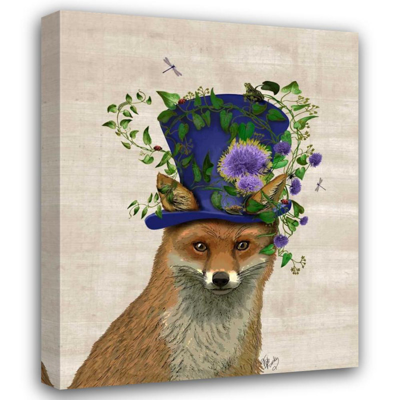 «Bungalow Mad Fab», toile tendue sur toile tendue «Fox Mad Hatter», H 35 po x l 28 po