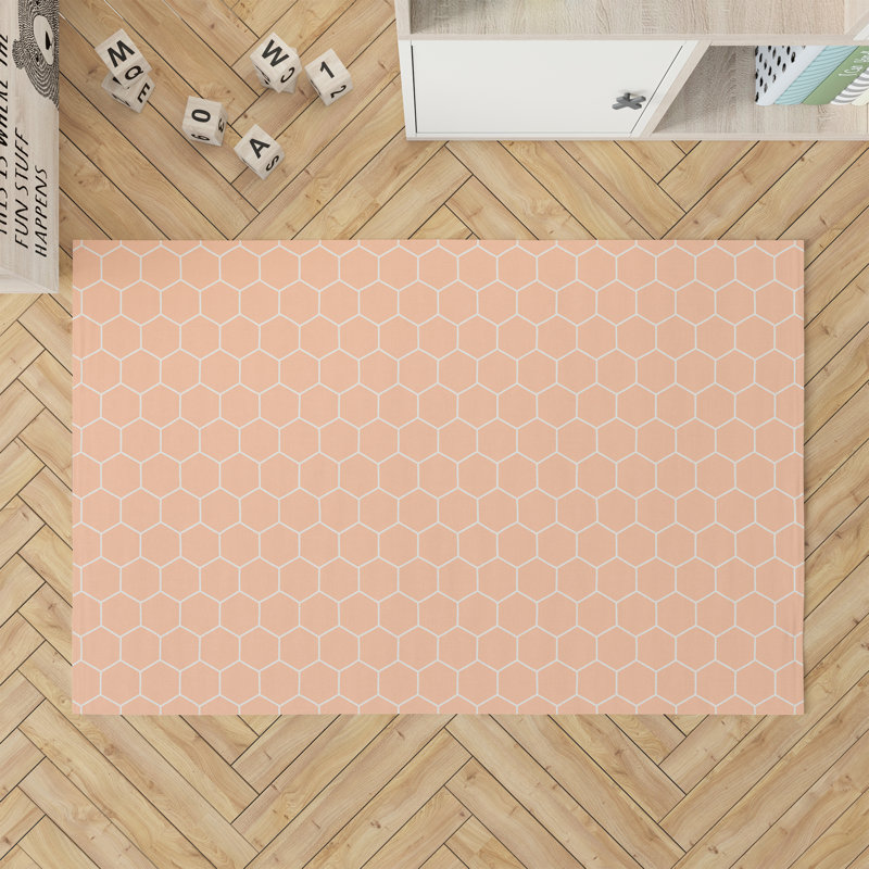 Tapis de jeu Comb Taupe, Rectangle 5 pi x 7 pi, Pêche / orange