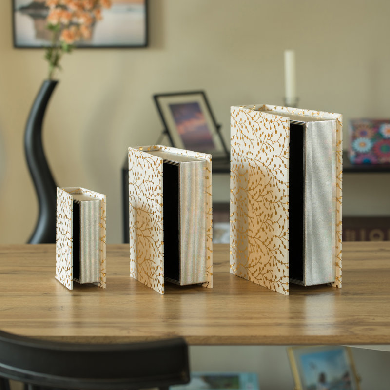 Ensemble de 3 boîtes de rangement en velours, Blanc