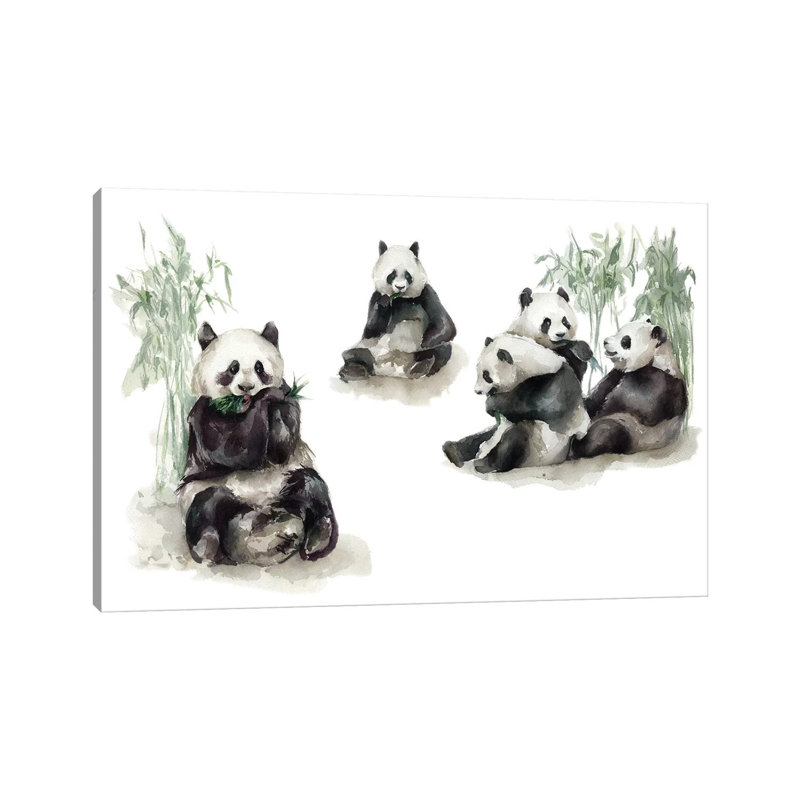 Pandas, H 32 po x l 48 po x 1,5 po, Toile tendue